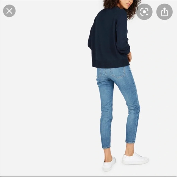Everlane The Mock Neck Cotton Sweater Navy Blue Size XXS Classic Minimalist - Picture 5 of 10